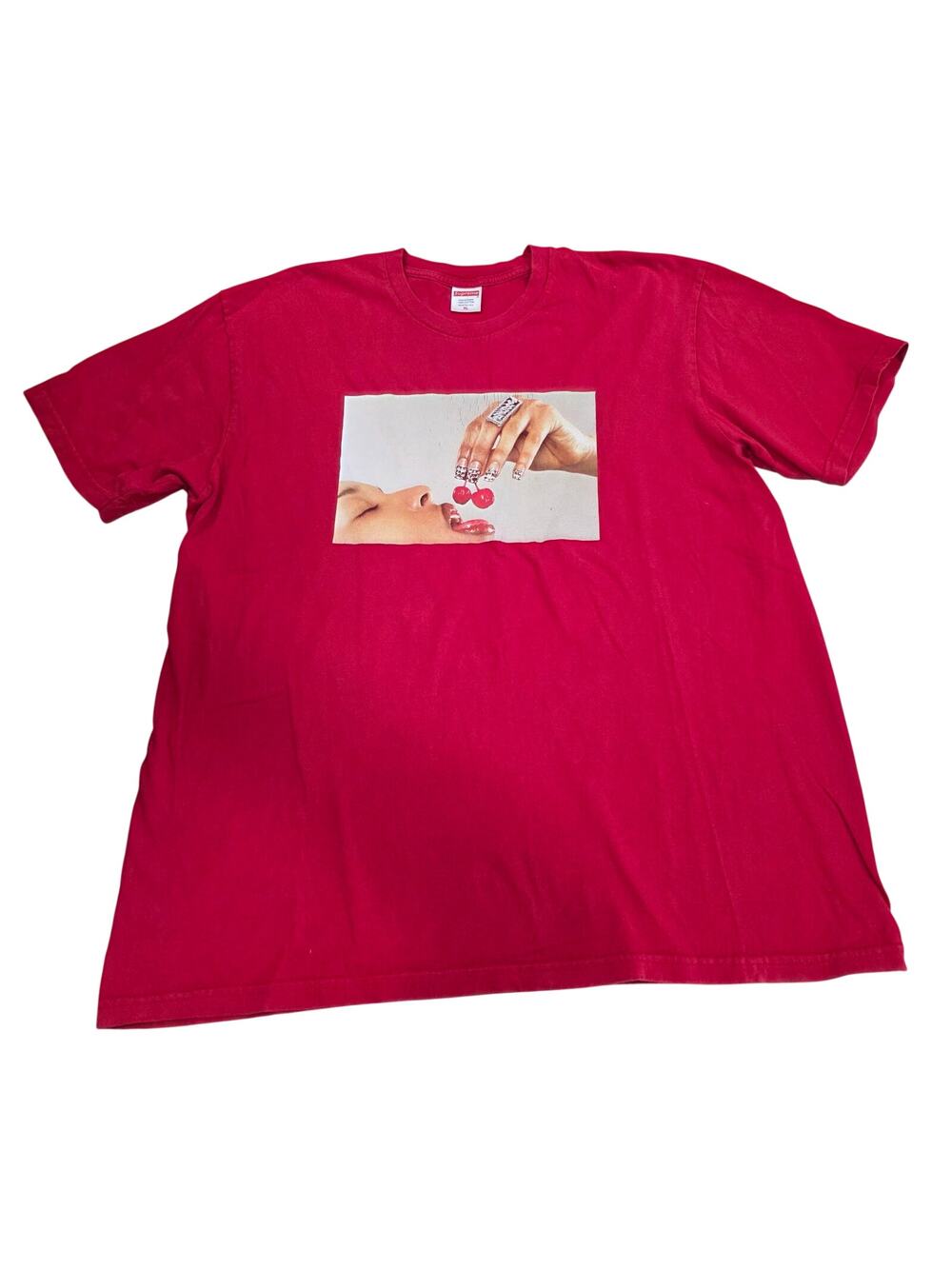 2020 Supreme Cherries Tee Red size XL Men's Crewneck Short Sleeve Streetwear